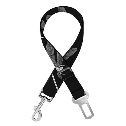 Silver Dragonfly Pattern Print Dog Seat Belt