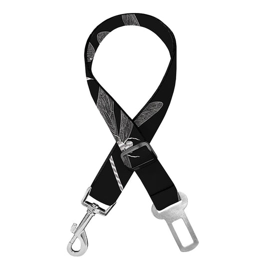 Silver Dragonfly Pattern Print Dog Seat Belt
