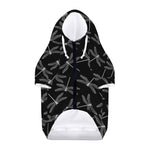 Silver Dragonfly Pattern Print Dog Zip Up Hoodie