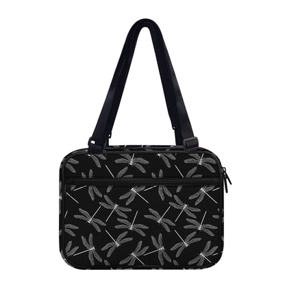 Silver Dragonfly Pattern Print Double Strap Bible Bag