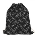 Silver Dragonfly Pattern Print Drawstring Bag