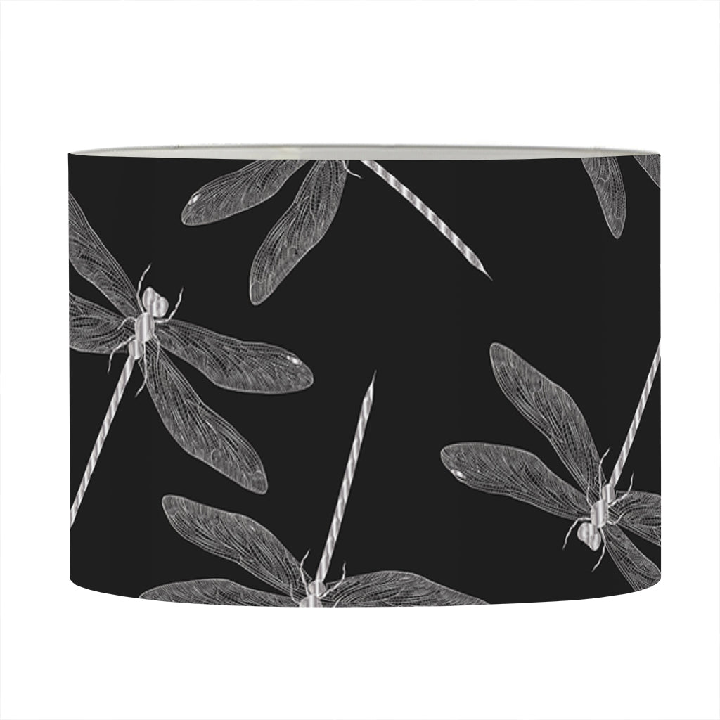 Silver Dragonfly Pattern Print Drum Lamp Shade