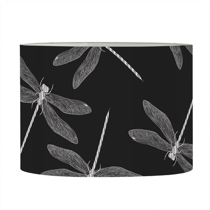 Silver Dragonfly Pattern Print Drum Lamp Shade