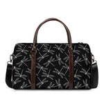 Silver Dragonfly Pattern Print Duffle Bag
