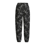 Silver Dragonfly Pattern Print Fleece Lined Knit Pants