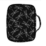 Silver Dragonfly Pattern Print Front Pocket Bible Bag