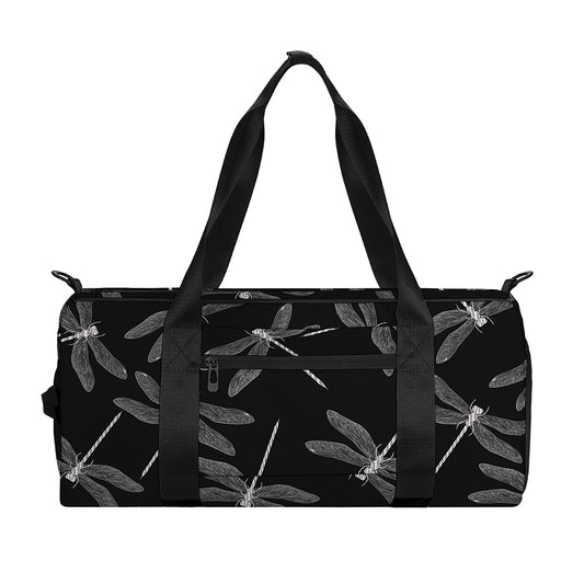Silver Dragonfly Pattern Print Gym Bag