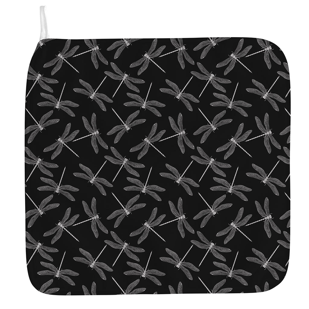 Silver Dragonfly Pattern Print Hand Towel