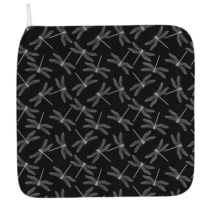 Silver Dragonfly Pattern Print Hand Towel