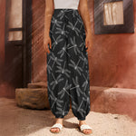 Silver Dragonfly Pattern Print Harem Pants