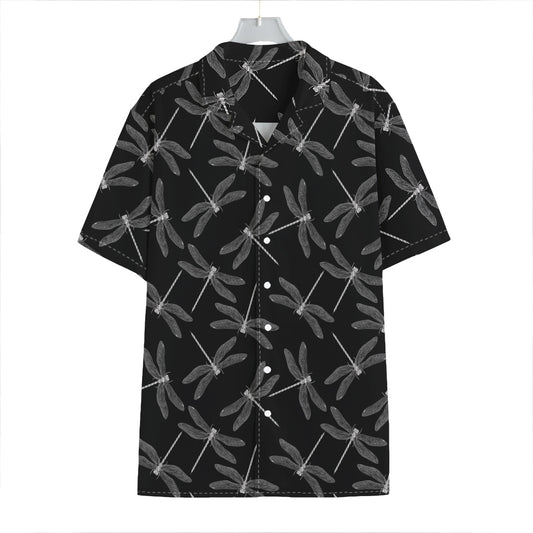 Silver Dragonfly Pattern Print Hawaiian Shirt