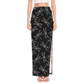Silver Dragonfly Pattern Print High Slit Maxi Skirt