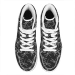 Silver Dragonfly Pattern Print High Top Leather Sneakers