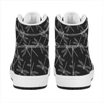 Silver Dragonfly Pattern Print High Top Leather Sneakers