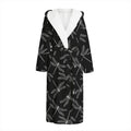 Silver Dragonfly Pattern Print Hooded Bathrobe
