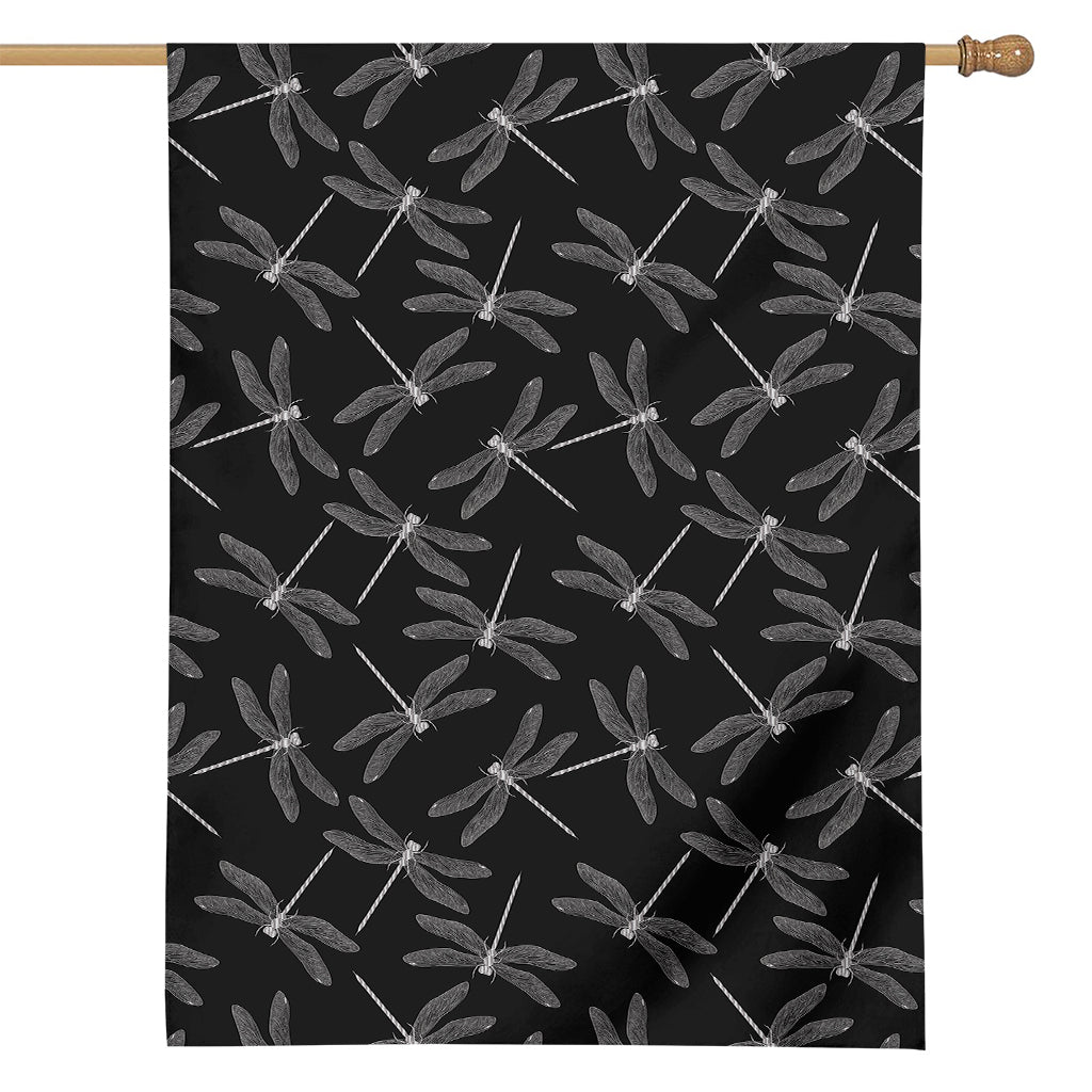Silver Dragonfly Pattern Print House Flag