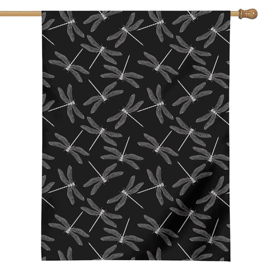 Silver Dragonfly Pattern Print House Flag