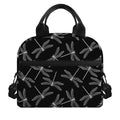 Silver Dragonfly Pattern Print Insulated Lunch Bag