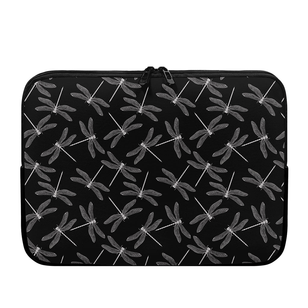 Silver Dragonfly Pattern Print Laptop Sleeve
