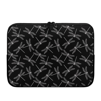 Silver Dragonfly Pattern Print Laptop Sleeve
