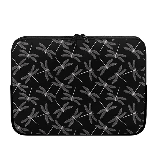 Silver Dragonfly Pattern Print Laptop Sleeve