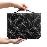 Silver Dragonfly Pattern Print Leather Bible Cover