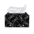 Silver Dragonfly Pattern Print Leather Tissue Box Cover
