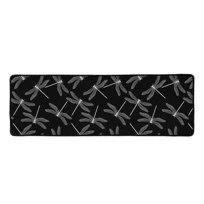 Silver Dragonfly Pattern Print Long Kitchen Mat