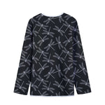 Silver Dragonfly Pattern Print Long Sleeve Short Coat