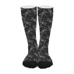 Silver Dragonfly Pattern Print Long Socks