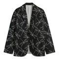 Silver Dragonfly Pattern Print Men's Blazer