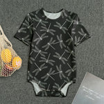 Silver Dragonfly Pattern Print Men's Bodysuit