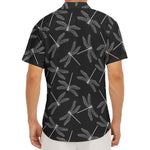 Silver Dragonfly Pattern Print Men's Deep V-Neck Shirt