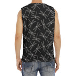 Silver Dragonfly Pattern Print Men's Fitness Tank Top