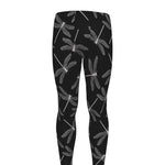 Silver Dragonfly Pattern Print Men's leggings