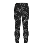 Silver Dragonfly Pattern Print Men's leggings