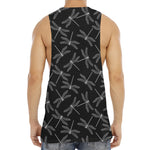 Silver Dragonfly Pattern Print Men's Muscle Tank Top