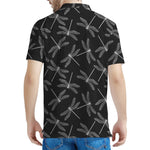Silver Dragonfly Pattern Print Men's Polo Shirt