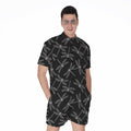 Silver Dragonfly Pattern Print Men's Romper