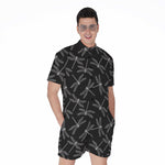 Silver Dragonfly Pattern Print Men's Rompers