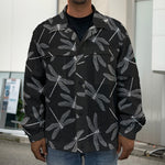 Silver Dragonfly Pattern Print Men's Shirt Jacket