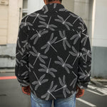 Silver Dragonfly Pattern Print Men's Shirt Jacket