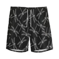 Silver Dragonfly Pattern Print Men's Athletic Shorts
