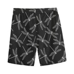 Silver Dragonfly Pattern Print Men's Sports Shorts