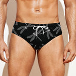 Silver Dragonfly Pattern Print Men's Swim Briefs