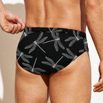Silver Dragonfly Pattern Print Men's Swim Briefs