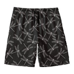 Silver Dragonfly Pattern Print Men's Swim Trunks