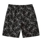Silver Dragonfly Pattern Print Men's Swim Trunks