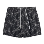 Silver Dragonfly Pattern Print Mesh Shorts