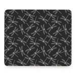 Silver Dragonfly Pattern Print Mouse Pad